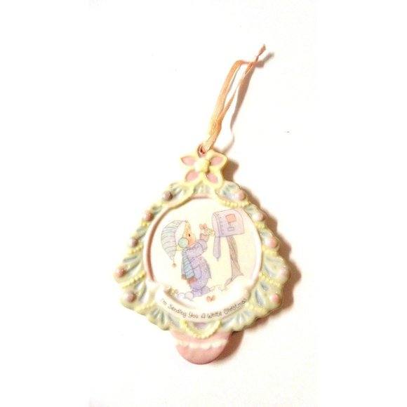 VTG 1994 Precious Moments I'm Sending You A White Christmas Holiday Ornament EUC - Picture 1 of 3